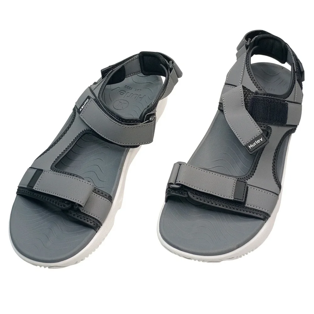 Hurley Oceanside Sport Sandal Men Size 13 Grey Black Adjustable Straps 1961927